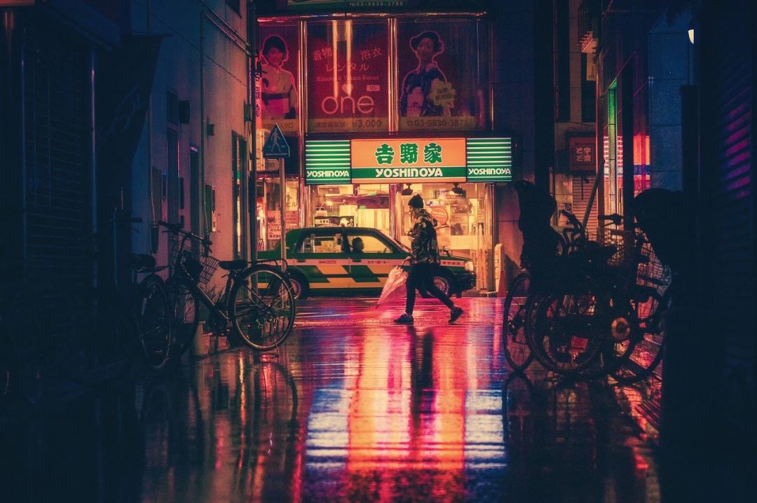 日本 街道 夜晚图片