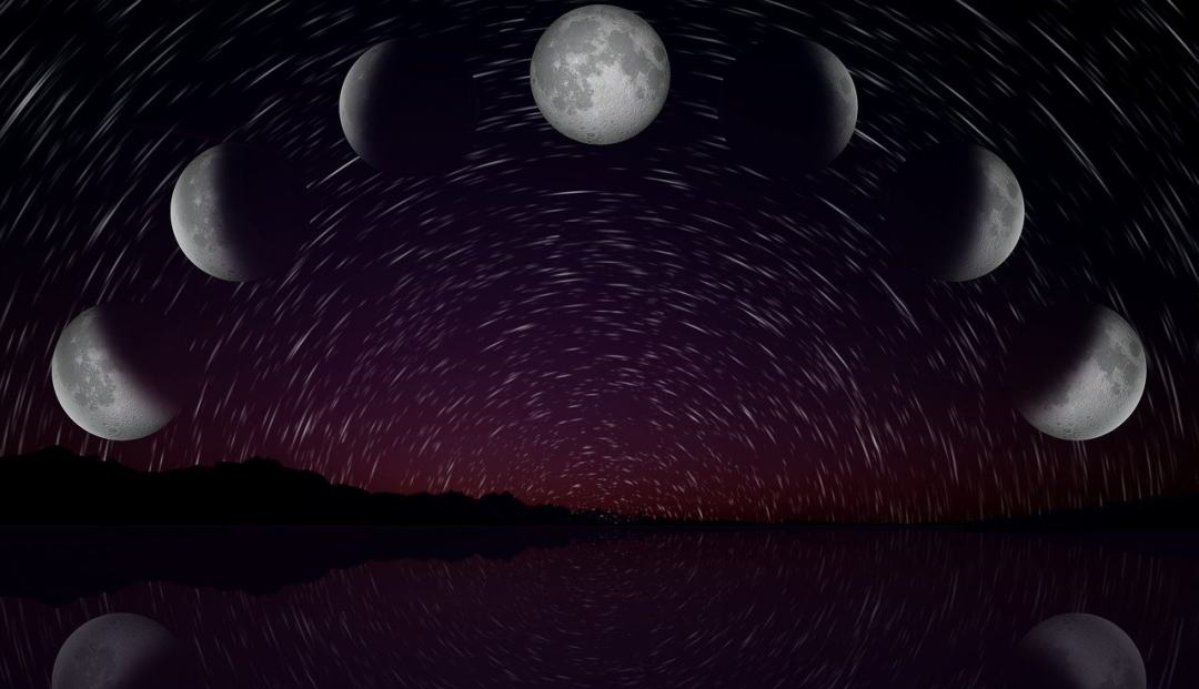 月相 月亮 夜晚 星星 夜深人静的时候图片