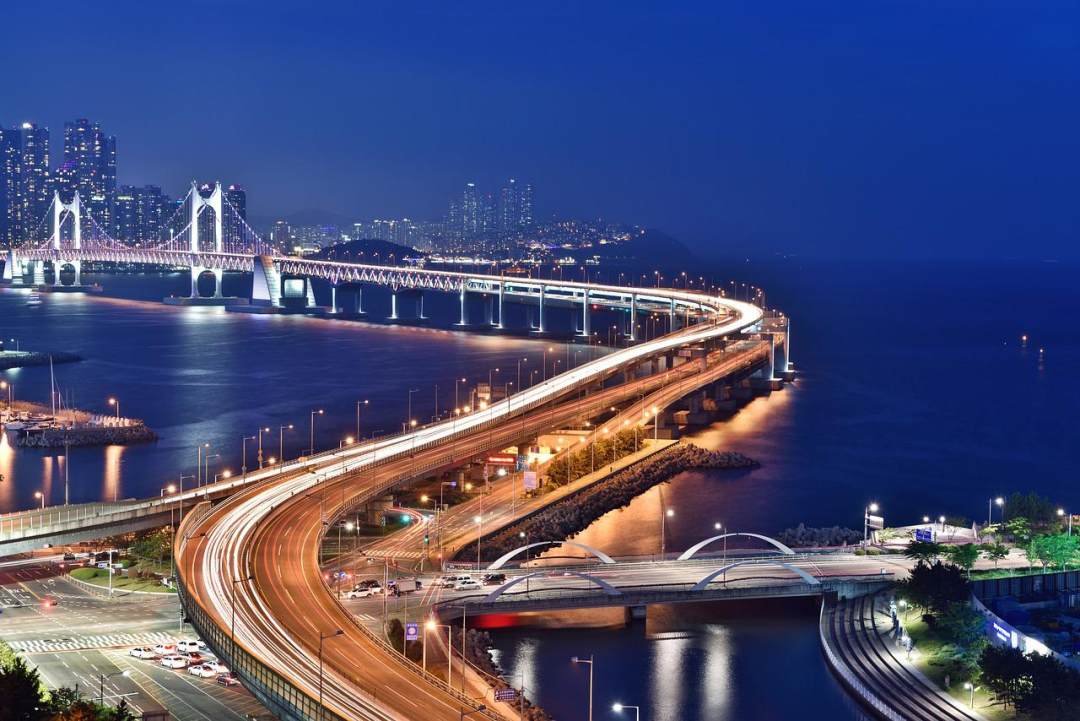 釜山夜景 桥 釜山 夜晚 广安桥图片