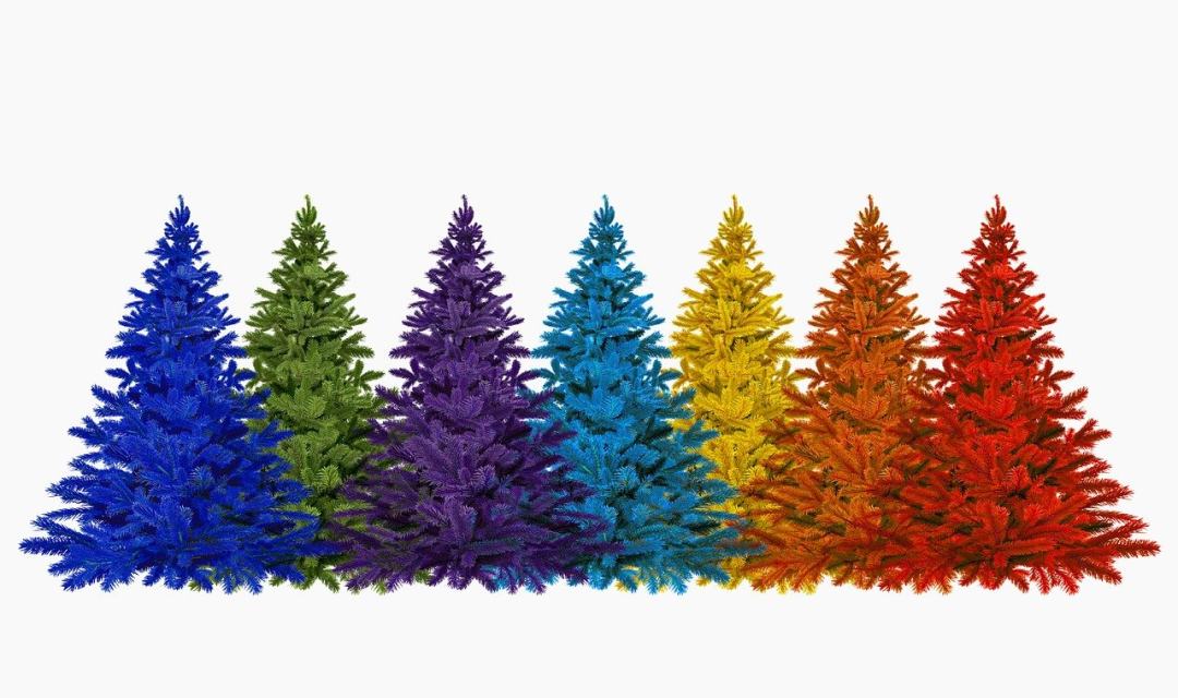 圣诞节 圣诞树 多彩多姿的 彩虹色 来临图片