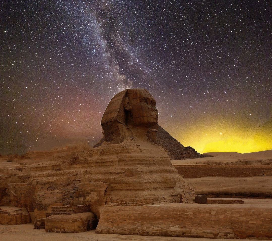 星星 夜空 金字塔 狮身人面像 埃及图片